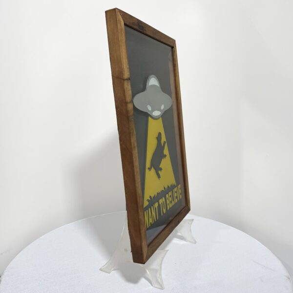 Quadro I Want To Believe - Brilha No Escuro - Hoover 3D Artesanal - Imagem 2